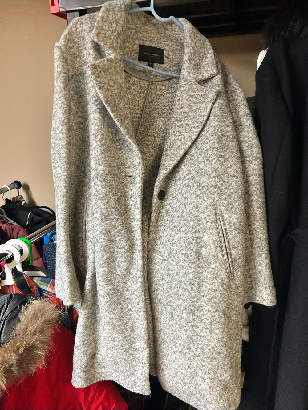 Casual Gray Wool-Blend Coat - Women's Jacket